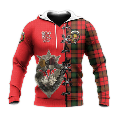 Printivon Kerr Modern Tartan Hoodie Lion Rampant And Celtic Thistle Style