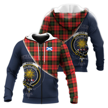 Printivon Kerr Modern Tartan Scottish Crest Hoodie
