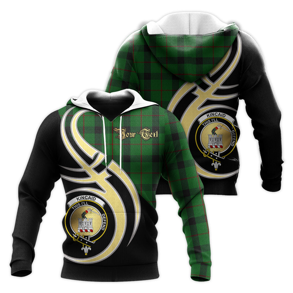 Printivon Kincaid Clan Believe In Me Crest Tartan Knitted Hoodie Custom Your Text