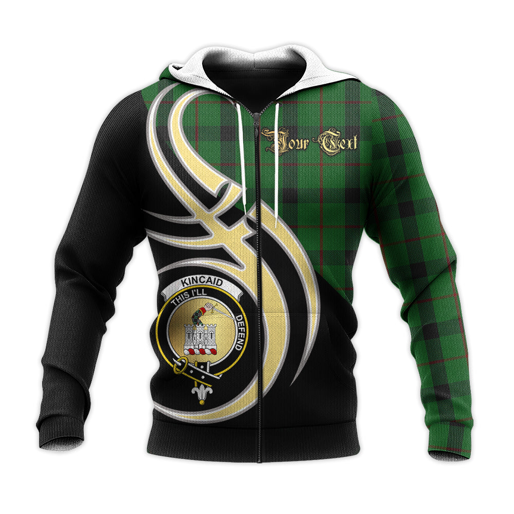 Printivon Kincaid Clan Believe In Me Crest Tartan Knitted Hoodie Custom Your Text