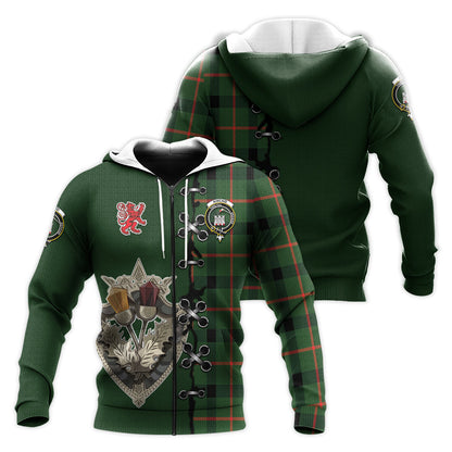 Printivon Kincaid Modern Tartan Hoodie Lion Rampant And Celtic Thistle Style