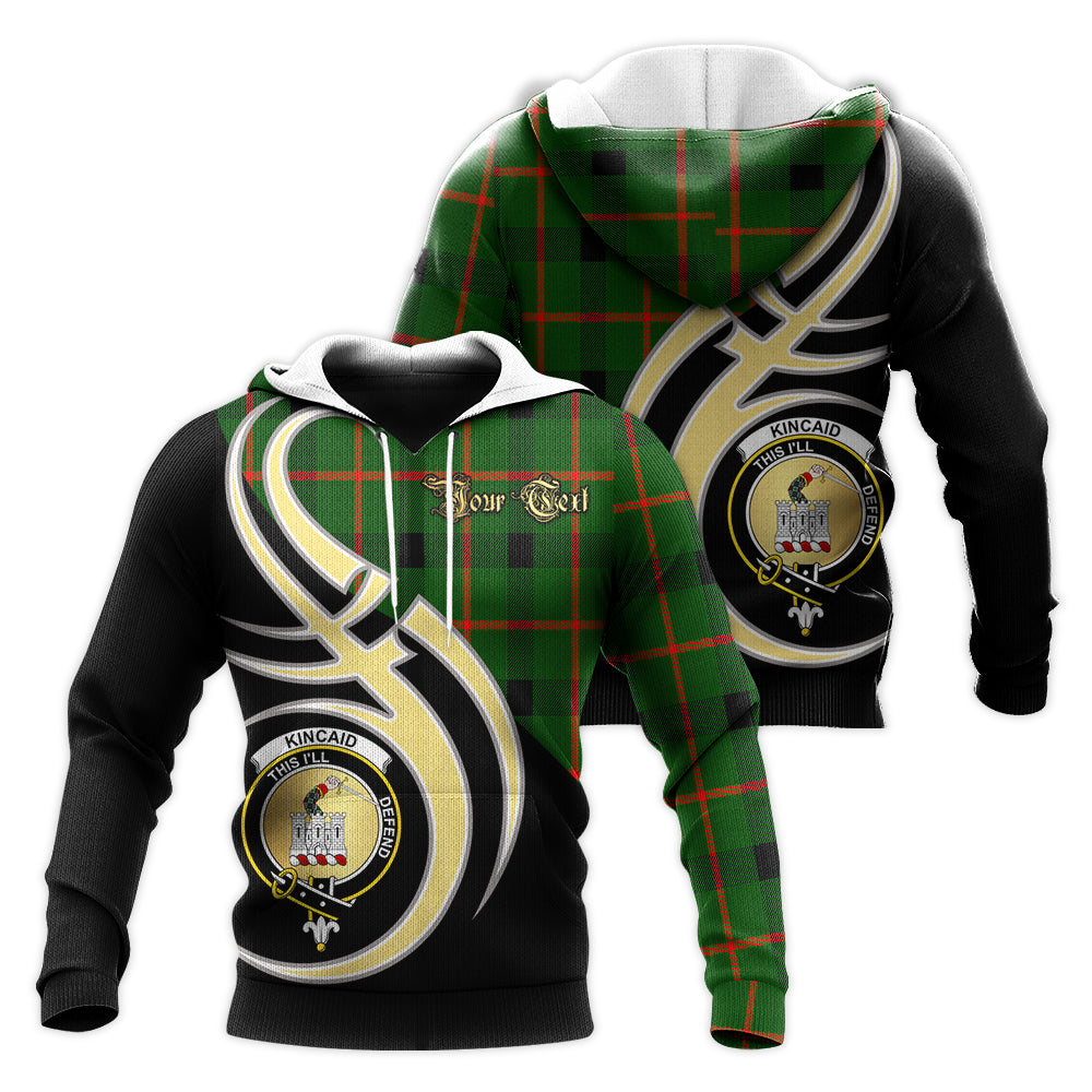 Printivon Kincaid Modern Clan Believe In Me Crest Tartan Knitted Hoodie Custom Your Text