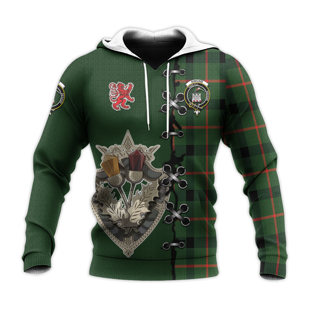 Printivon Kincaid Modern Tartan Hoodie Lion Rampant And Celtic Thistle Style