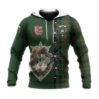 Printivon Kincaid Modern Tartan Hoodie Lion Rampant And Celtic Thistle Style