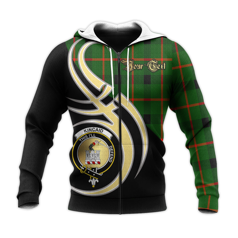 Printivon Kincaid Modern Clan Believe In Me Crest Tartan Knitted Hoodie Custom Your Text