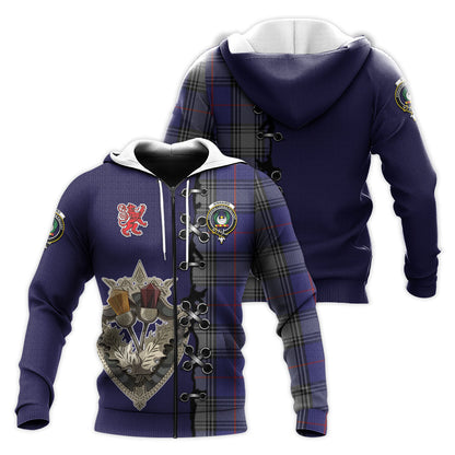 Printivon Kinnaird Tartan Hoodie Lion Rampant And Celtic Thistle Style