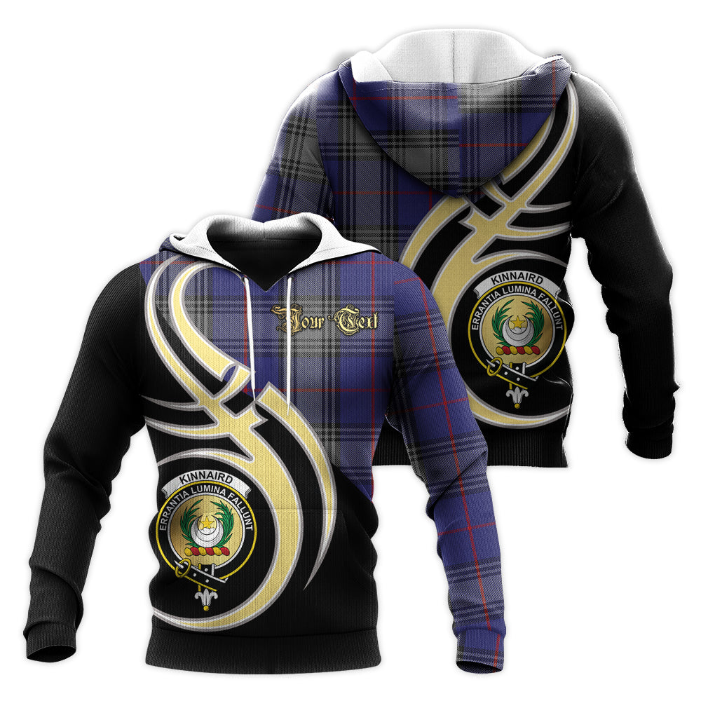 Printivon Kinnaird Clan Believe In Me Crest Tartan Knitted Hoodie Custom Your Text
