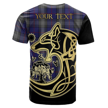 Printivon Kinnaird Crest Celtic Wolf Tartan T Shirt Custom Your Text