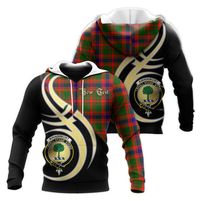 Printivon Kinninmont Clan Believe In Me Crest Tartan Knitted Hoodie Custom Your Text
