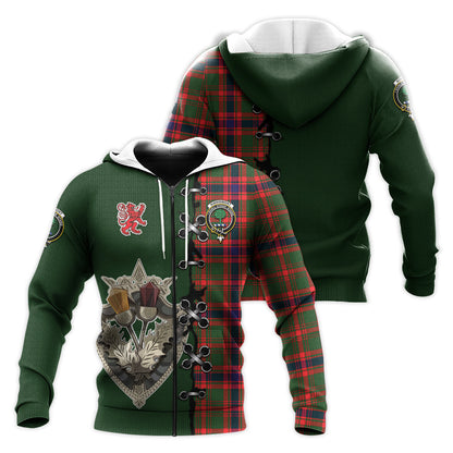 Printivon Kinninmont Tartan Hoodie Lion Rampant And Celtic Thistle Style