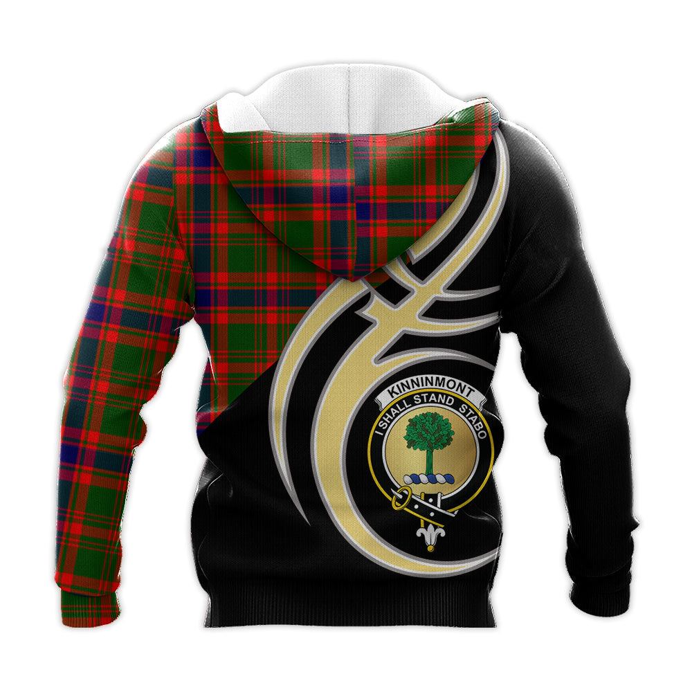 Printivon Kinninmont Clan Believe In Me Crest Tartan Knitted Hoodie Custom Your Text