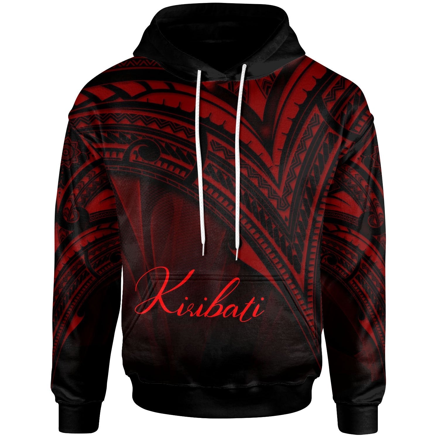 Kiribati Hoodie Red Color Cross Style