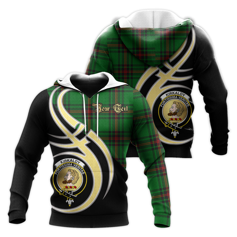 Printivon Kirkcaldy Clan Believe In Me Crest Tartan Knitted Hoodie Custom Your Text