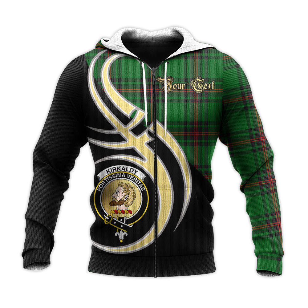 Printivon Kirkcaldy Clan Believe In Me Crest Tartan Knitted Hoodie Custom Your Text