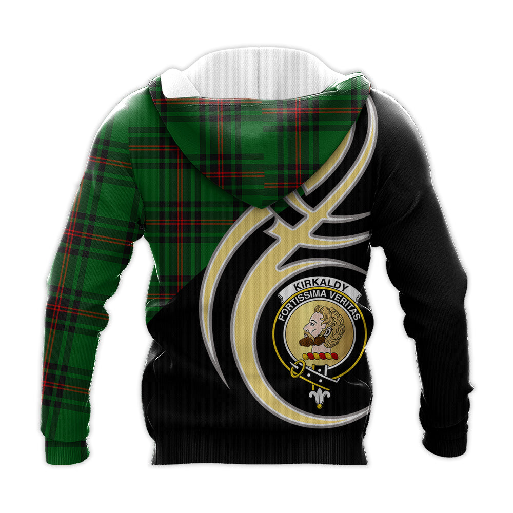 Printivon Kirkcaldy Clan Believe In Me Crest Tartan Knitted Hoodie Custom Your Text