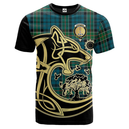 Printivon Kirkpatrick Crest Celtic Wolf Tartan T Shirt Custom Your Text