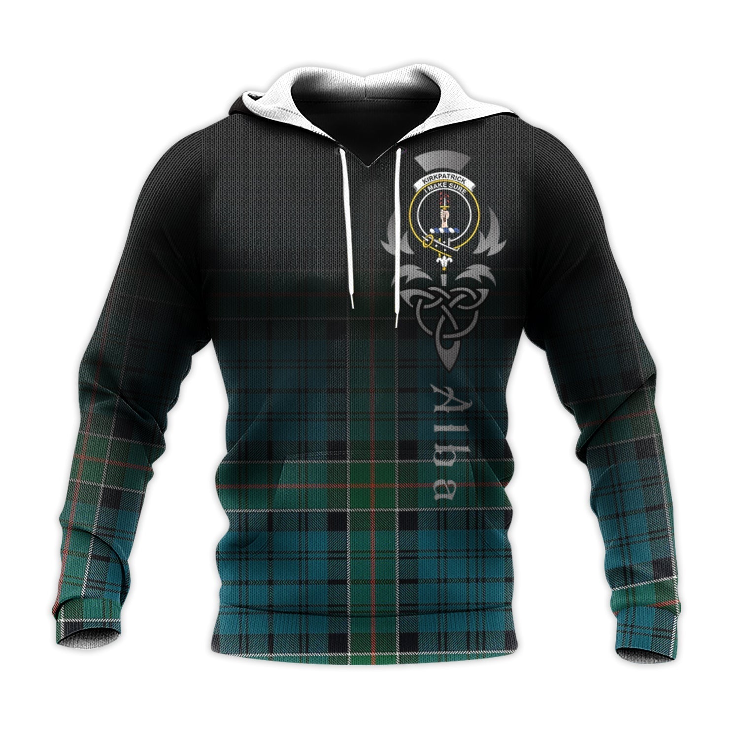 Printivon Kirkpatrick Tartan Crest Alba Celtic Hoodie