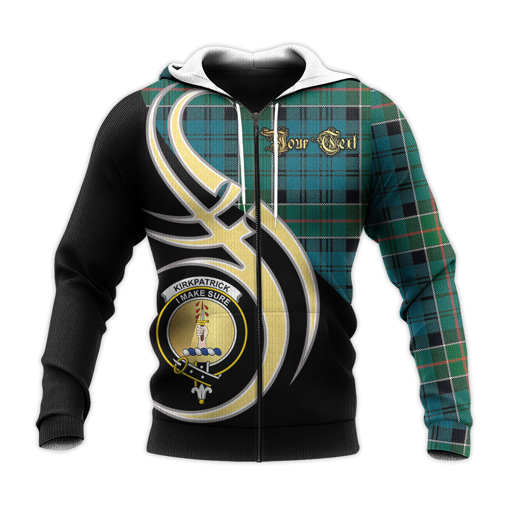 Printivon Kirkpatrick Clan Believe In Me Crest Tartan Knitted Hoodie Custom Your Text