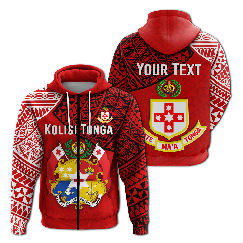 Custom Text Tonga College Atele Zip Hoodie Kolisi Tonga
