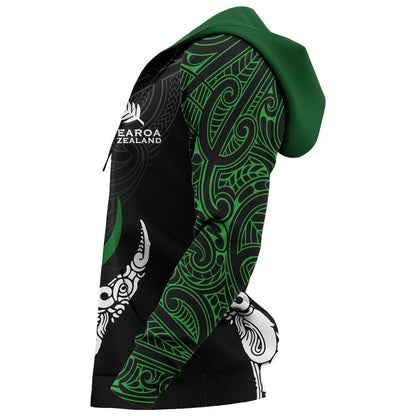 New Zealand Aotearoa Hoodie NZ Silver Fern Zip Hoodie All Over Print