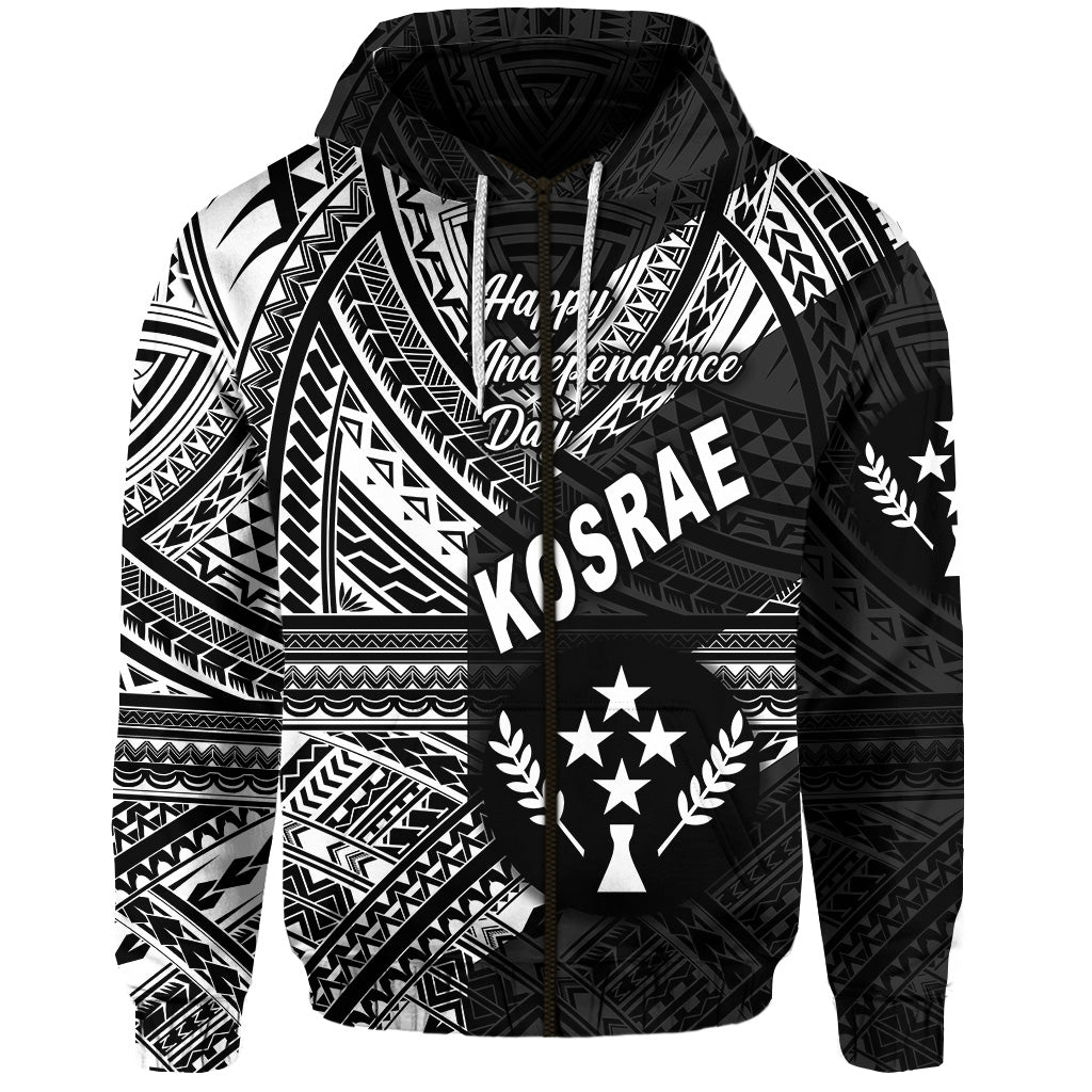 FSM Kosrae Zip Hoodie Happy Independence Day Original Vibes Black