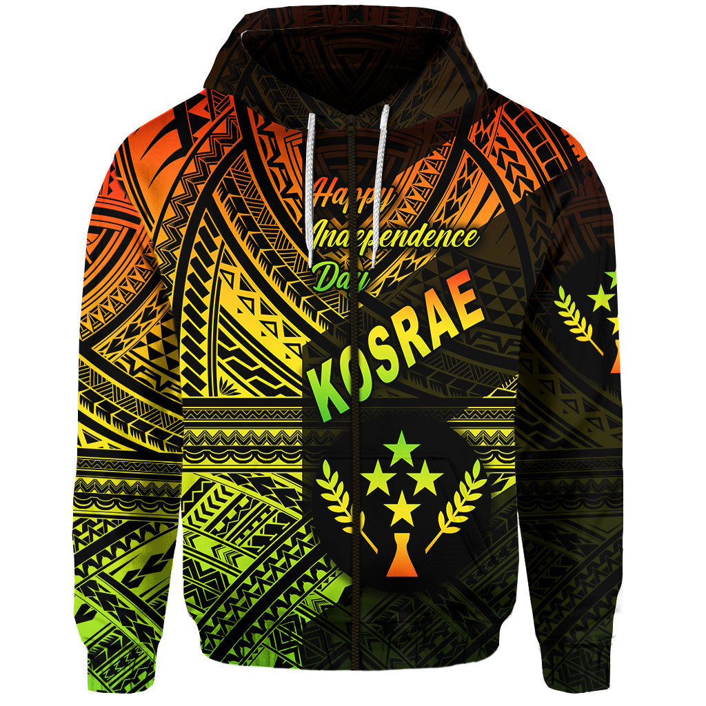 ( Personalised) FSM Kosrae Zip Hoodie Happy Independence Day Original Vibes Reggae