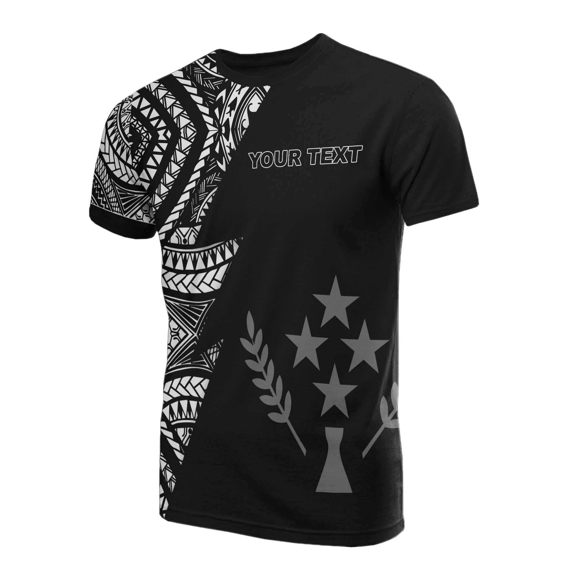 Kosrae Pattern Personalised Custom T Shirt Kosrae Flag Polynesian Tattoo Black Style