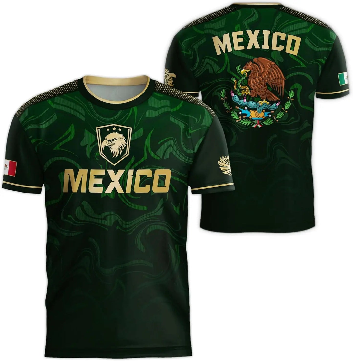 Mexico National Flag T Shirt For Men 3D Eagle Pattern Short Sleeve Tees Outdoor Football Sports Clothing Casual Tops