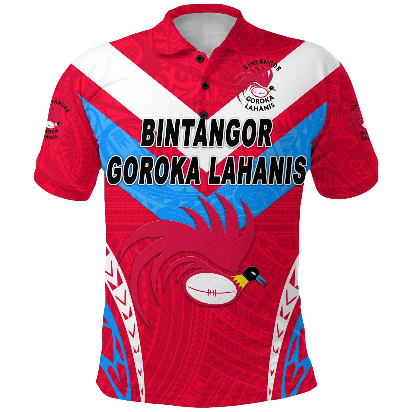 Custom Personalised Papua New Guinea Bintangor Goroka Lahanis Polo Shirt Rugby Original Style - Red, Custom Text And Number