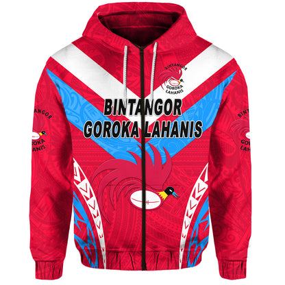 Papua New Guinea Bintangor Goroka Lahanis Zip Hoodie Rugby Original Style Red