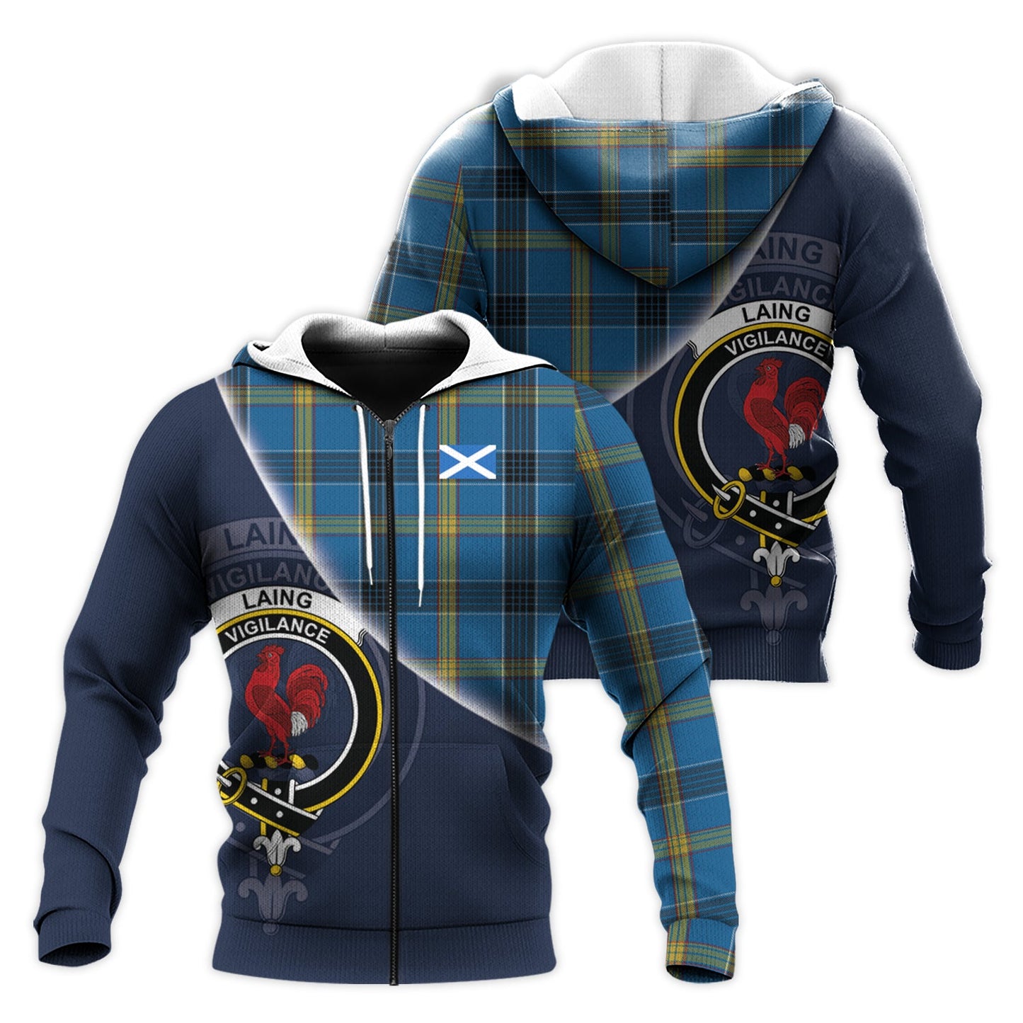 Printivon Laing Tartan Scottish Crest Hoodie