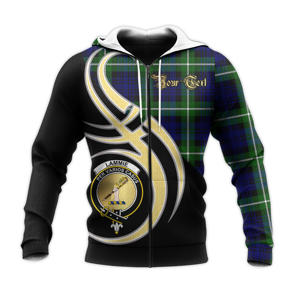 Printivon Lammie Clan Believe In Me Crest Tartan Knitted Hoodie Custom Your Text