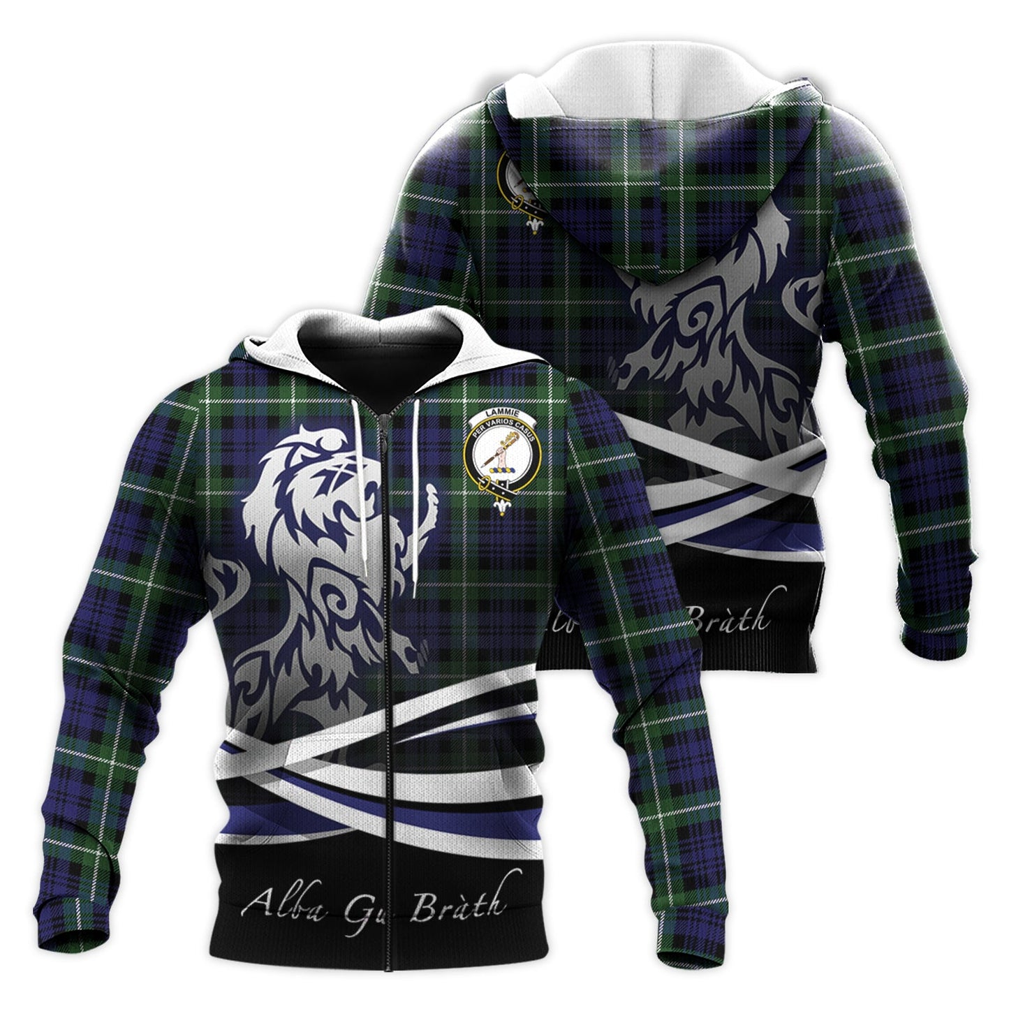Printivon Lammie Tartan Scottish Lion Hoodie