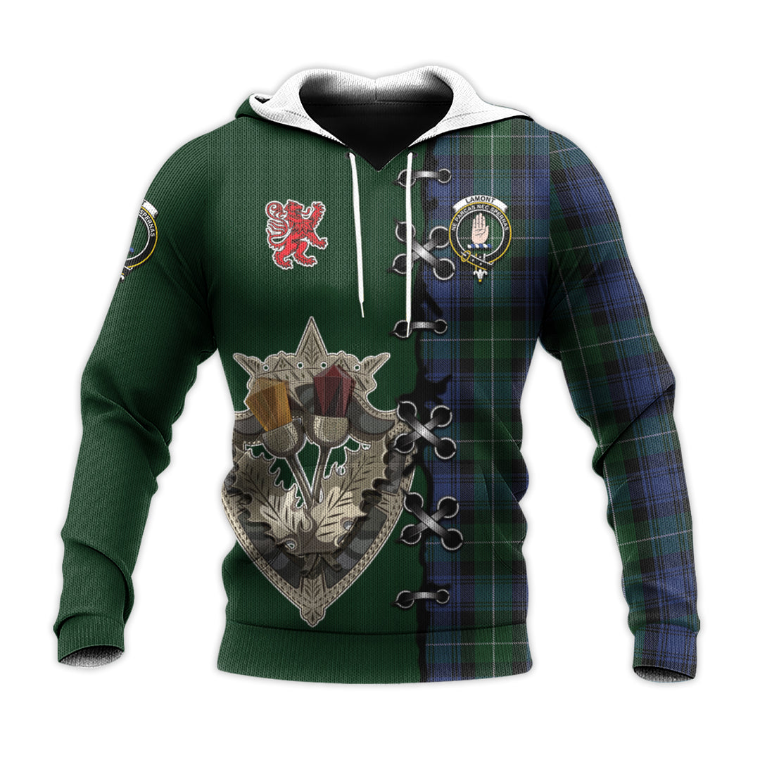 Printivon Lamont 2 Tartan Hoodie Lion Rampant And Celtic Thistle Style