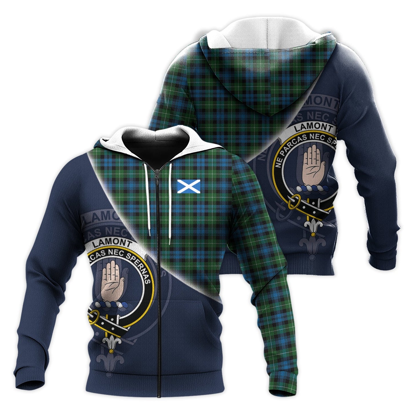 Printivon Lamont Tartan Scottish Crest Hoodie