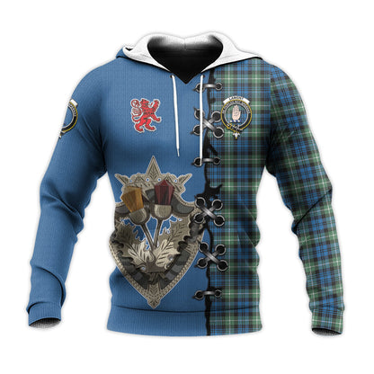 Printivon Lamont Ancient Tartan Hoodie Lion Rampant And Celtic Thistle Style