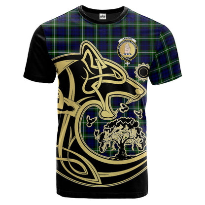 Printivon Lamont Modern Crest Celtic Wolf Tartan T Shirt Custom Your Text