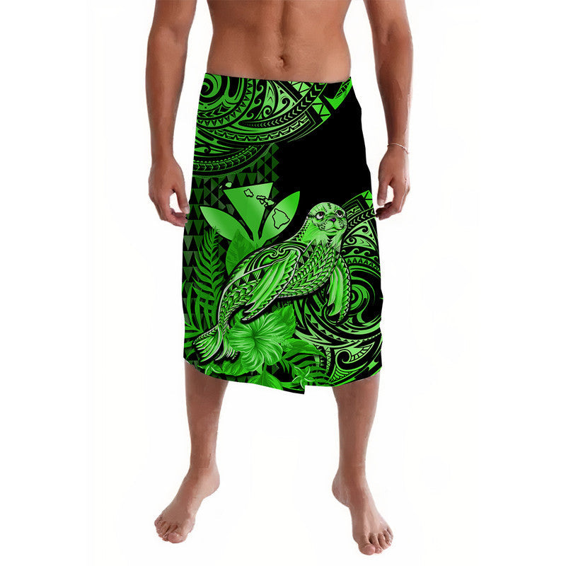 Hawaii Monk Seal Lavalava Polynesian Kakau With Kanaka Green