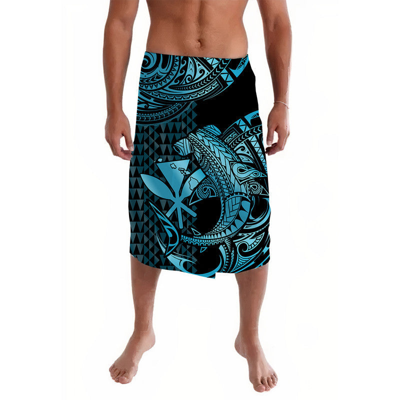 Hawaii Hammerhead Shark Lavalava Polynesian Kakau With Kanaka Turquoise