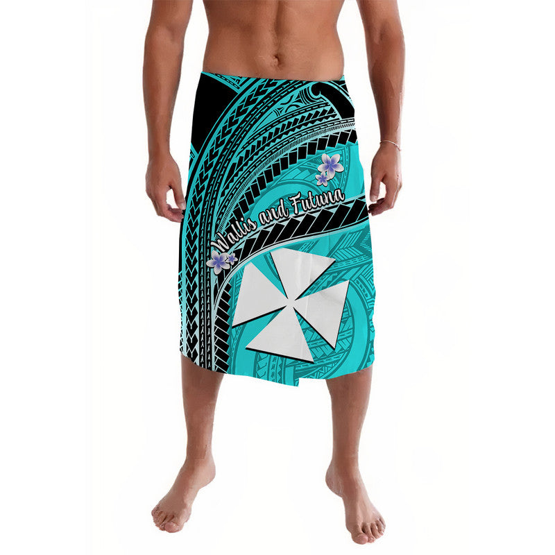 Wallis And Futuna Lavalava Plumeria Flowers With Turquoise Polynesian Pattern