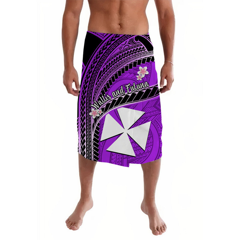 Wallis And Futuna Lavalava Plumeria Flowers With Purple Polynesian Pattern
