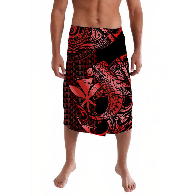 Hawaii Hammerhead Shark Lavalava Polynesian Kakau With Kanaka Red