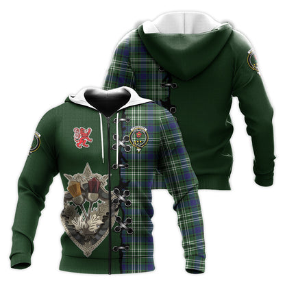 Printivon Learmonth Tartan Hoodie Lion Rampant And Celtic Thistle Style