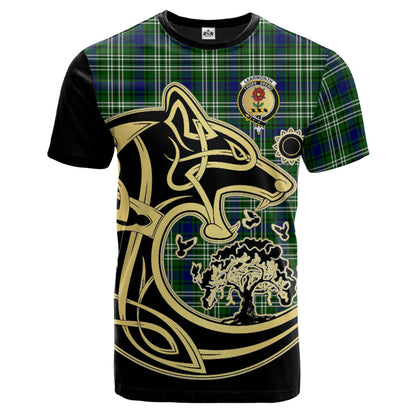 Printivon Learmonth Crest Celtic Wolf Tartan T Shirt Custom Your Text