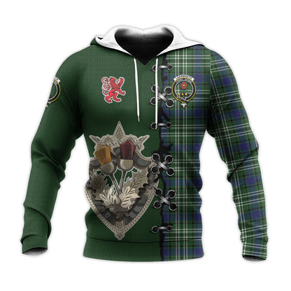 Printivon Learmonth Tartan Hoodie Lion Rampant And Celtic Thistle Style