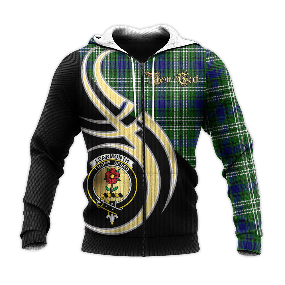 Printivon Learmonth Clan Believe In Me Crest Tartan Knitted Hoodie Custom Your Text