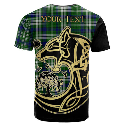 Printivon Learmonth Crest Celtic Wolf Tartan T Shirt Custom Your Text