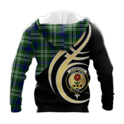 Printivon Learmonth Clan Believe In Me Crest Tartan Knitted Hoodie Custom Your Text