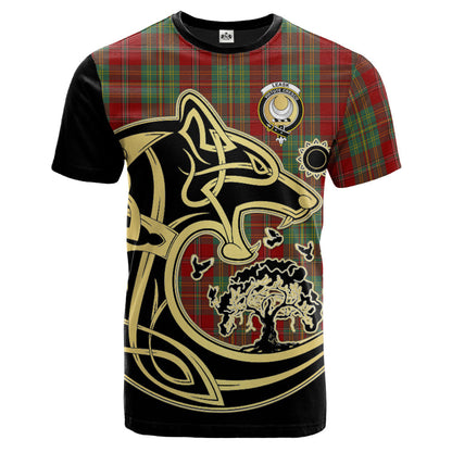 Printivon Leask Crest Celtic Wolf Tartan T Shirt Custom Your Text