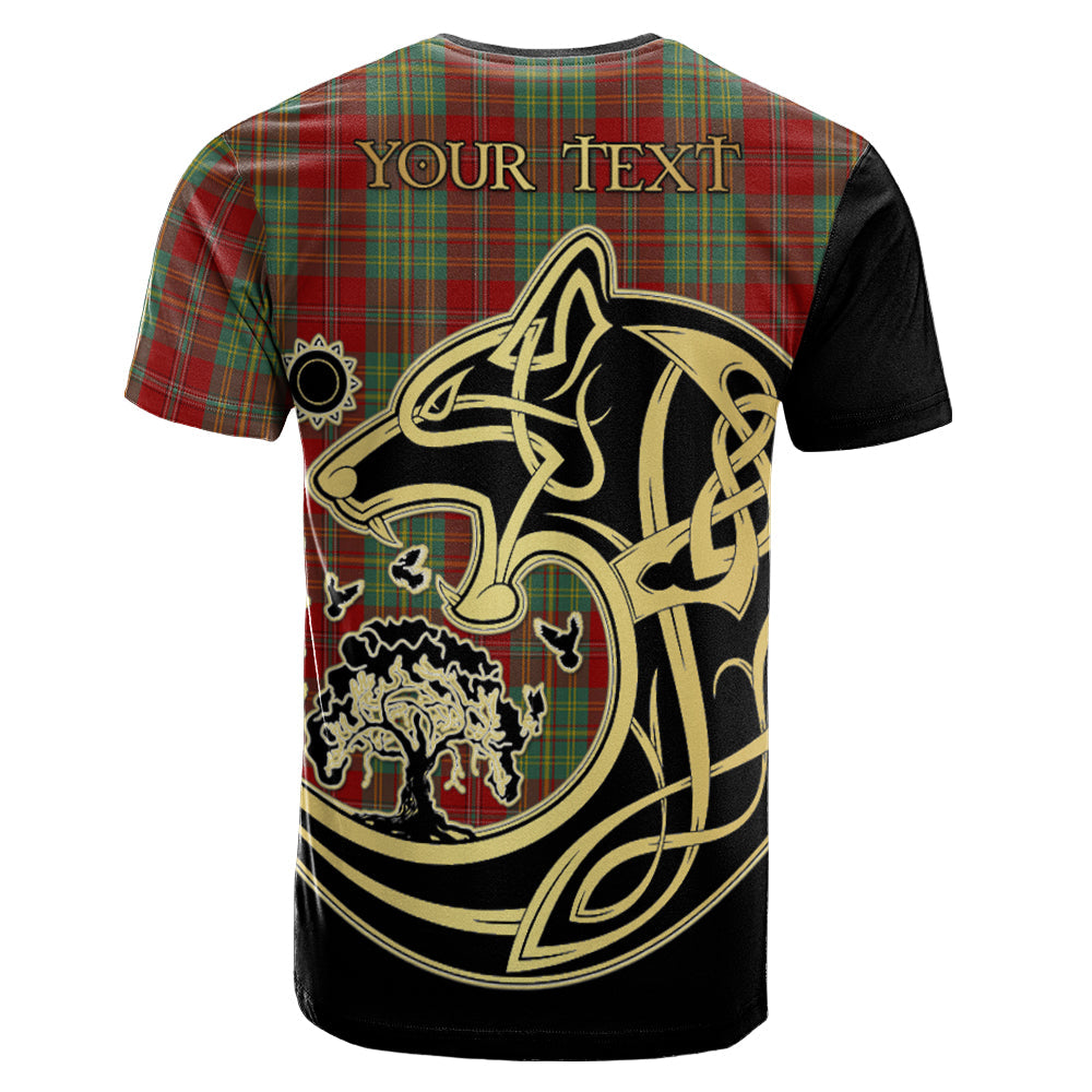 Printivon Leask Crest Celtic Wolf Tartan T Shirt Custom Your Text